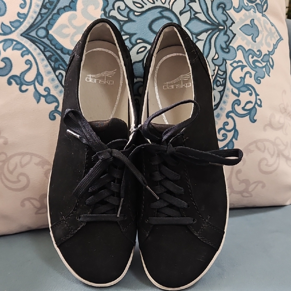 Dansko Women's Black Suede Lace-Up Sneakers
